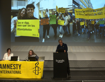 Bilde av ordstyrere og tidligere styreleder Kjetil Haanes fra talerstolen p&aring; landsm&oslash;tet 2020.